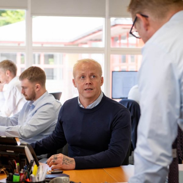 Simon Green and David Glennie collaborating at Pettit Singleton Associates Preston office